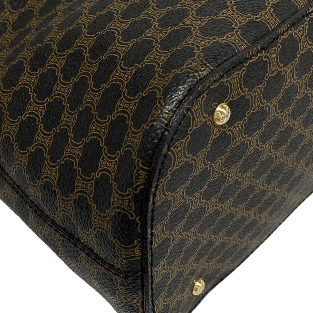 Celine Handbag Macadam Pattern Black Brown Leather — view 6