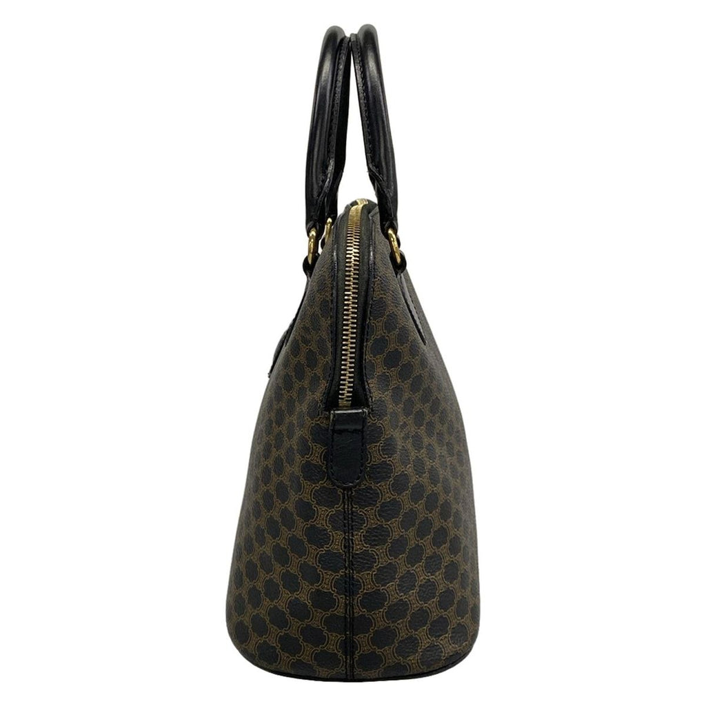 Celine Handbag Macadam Pattern Black Brown Leather — view 4