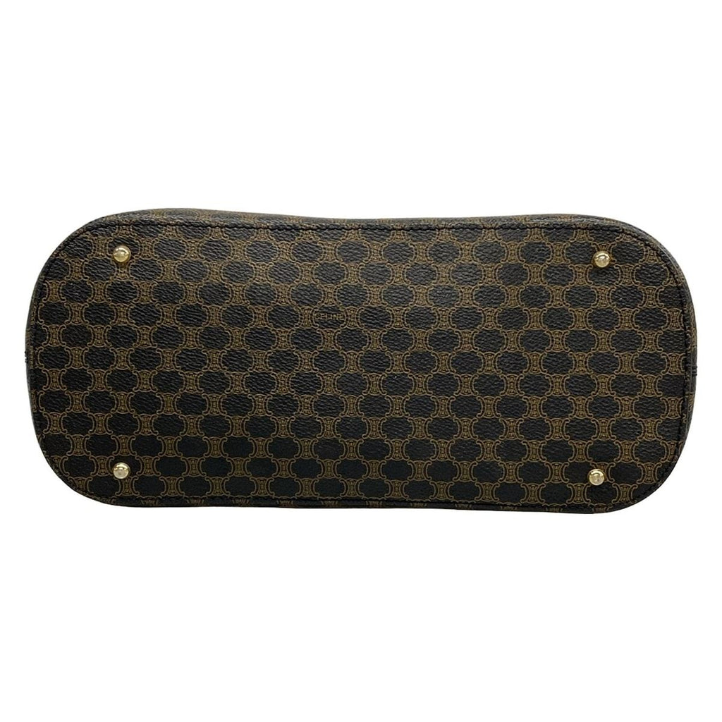 Celine Handbag Macadam Pattern Black Brown Leather — view 5