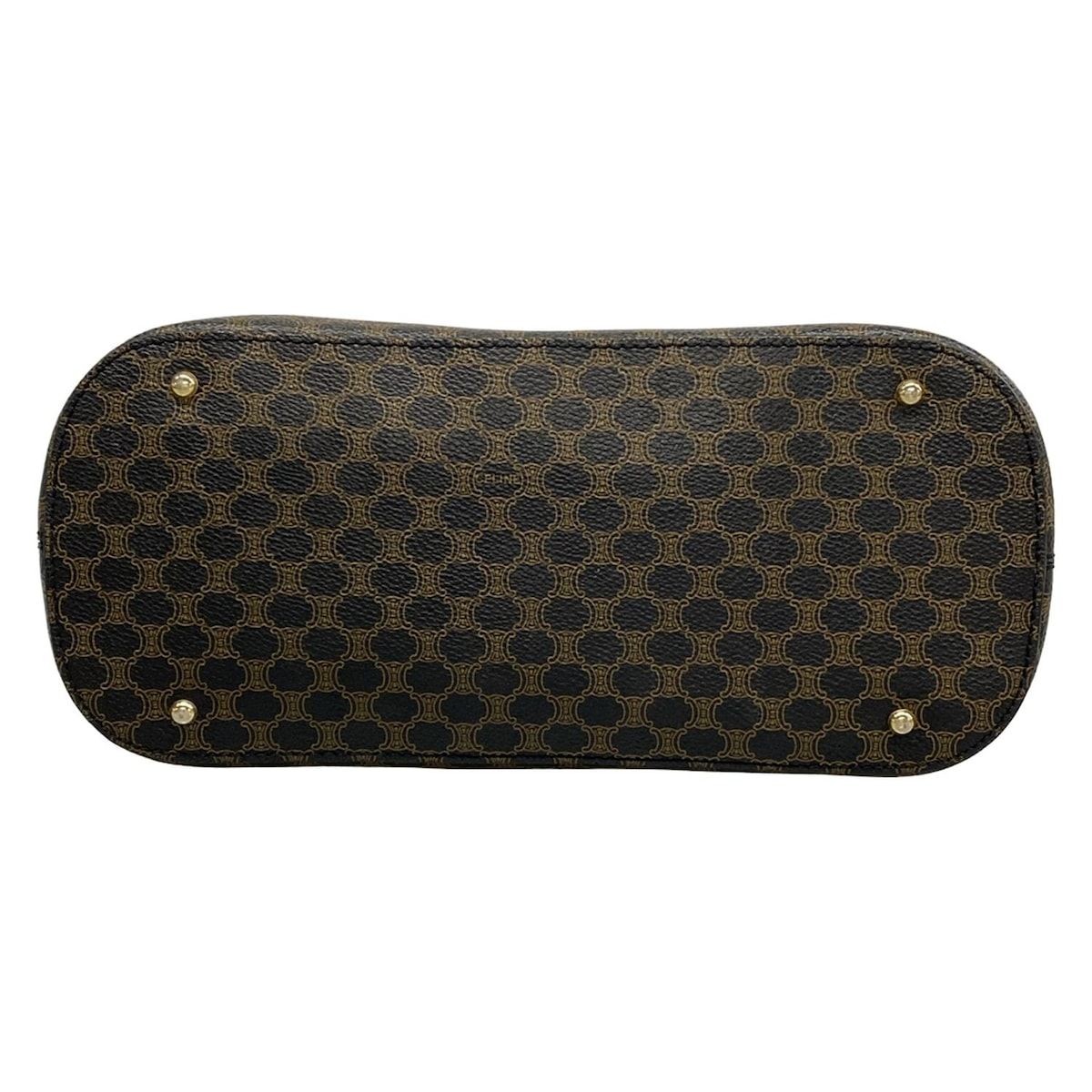 Celine Handbag Macadam Pattern Black Brown Leather — view 5