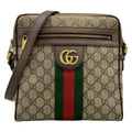 Gucci Shoulder Bag Ophidia GG Small Beige Ebony Dark Brown Leather