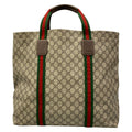 Gucci Tote Bag GG Tender Medium Gray Dark Brown Multi