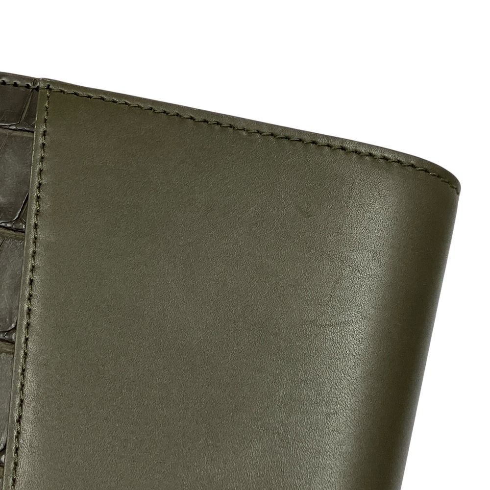Bottega Veneta Lamb Croco Leather Wallet Bifold Khaki — view 6