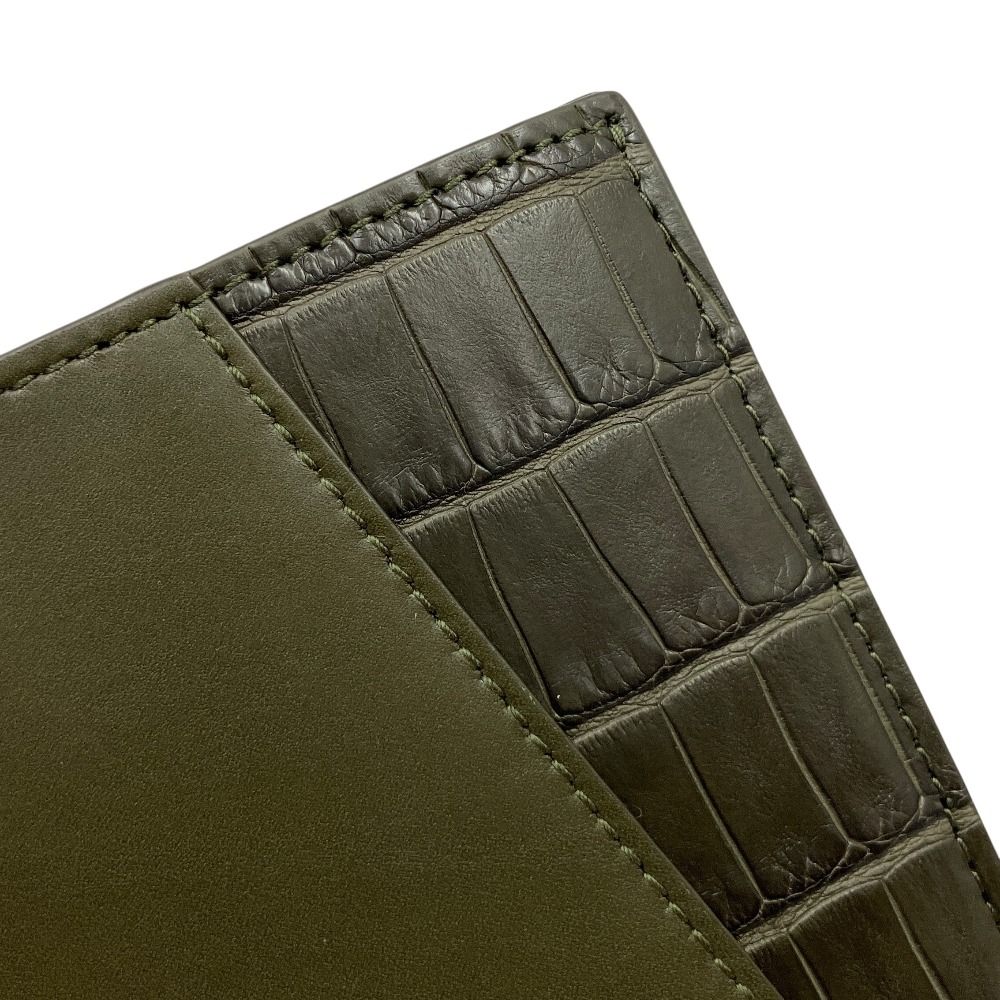 Bottega Veneta Lamb Croco Leather Wallet Bifold Khaki — view 7