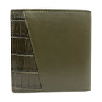 Bottega Veneta Lamb Croco Leather Wallet Bifold Khaki