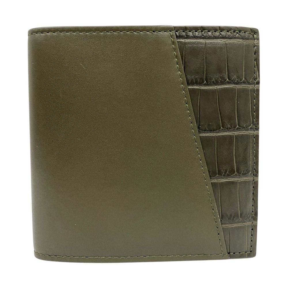 Bottega Veneta Lamb Croco Leather Wallet Bifold Khaki — view 2