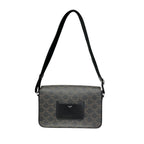 Celine Flap Messenger Shoulder Bag Triomphe Canvas Calfskin Brown — view 5