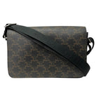 Celine Flap Messenger Shoulder Bag Triomphe Canvas Calfskin Brown
