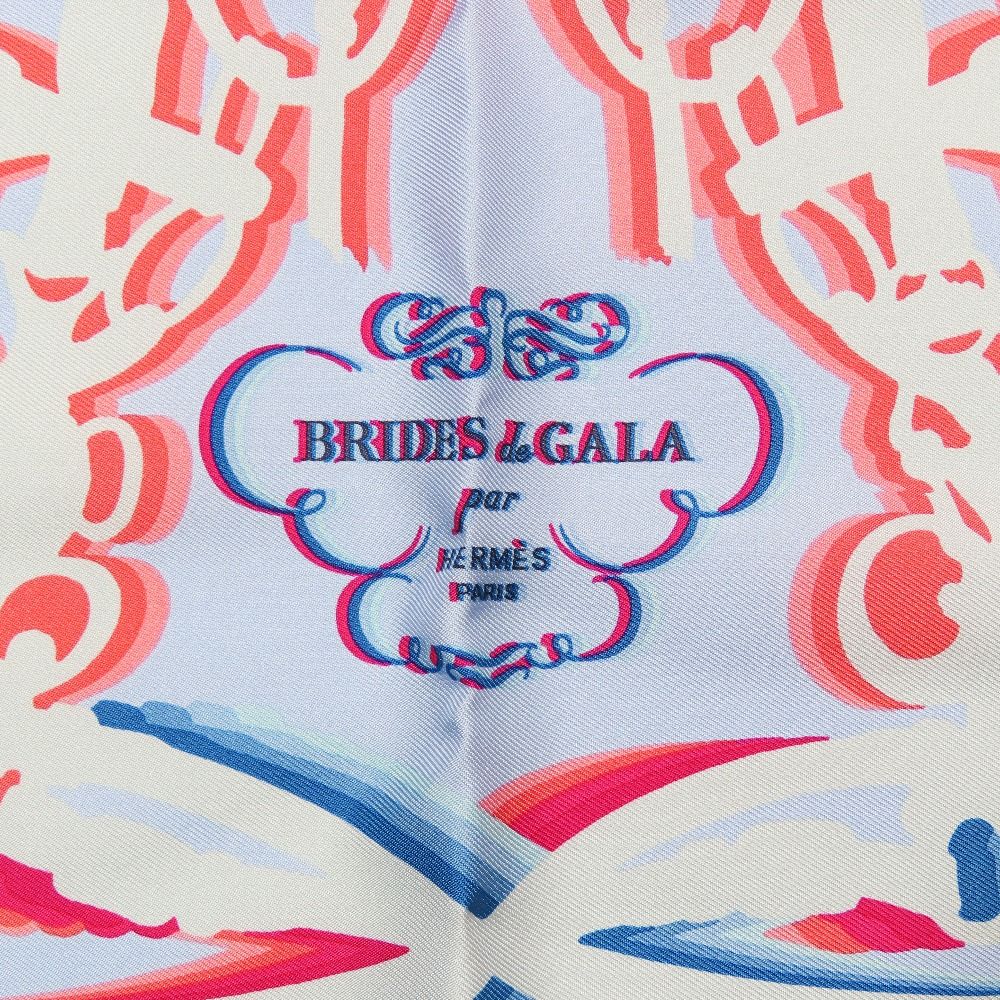 Hermes Brides de Gala Shadow Carre 45 Scarf Petit Silk 100% Light Blue — view 3