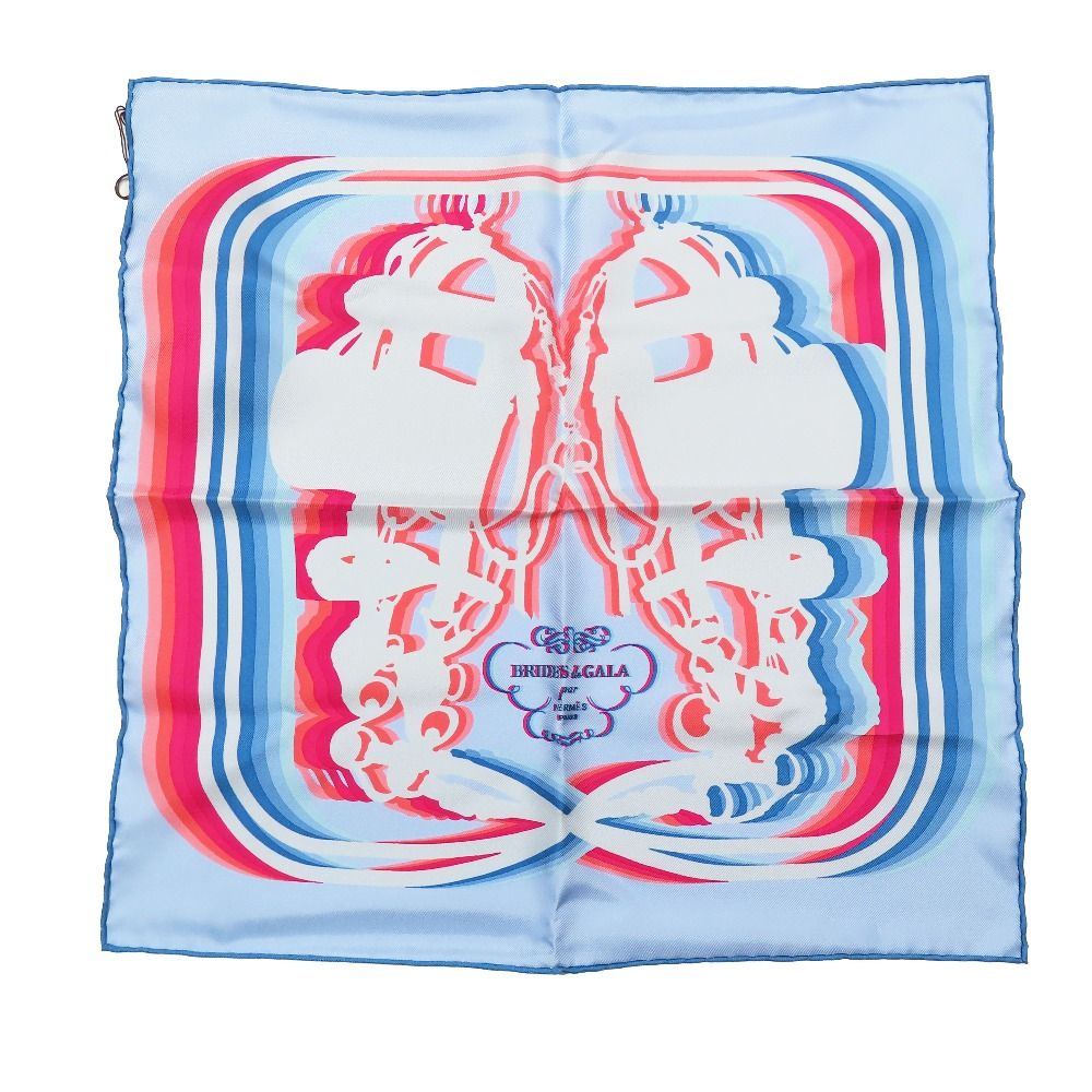 Hermes Brides de Gala Shadow Carre 45 Scarf Petit Silk 100% Light Blue — view 2