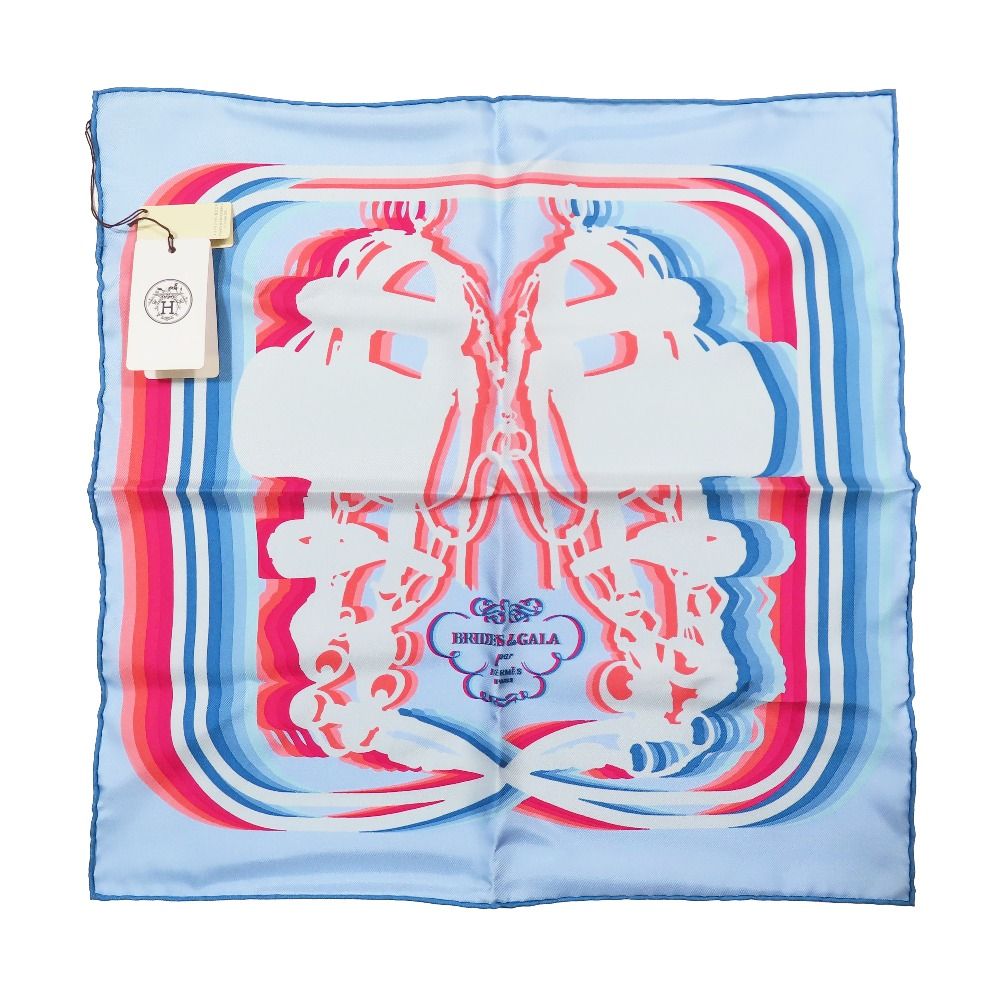 Hermes Brides de Gala Shadow Carre 45 Scarf Petit Silk 100% Light Blue