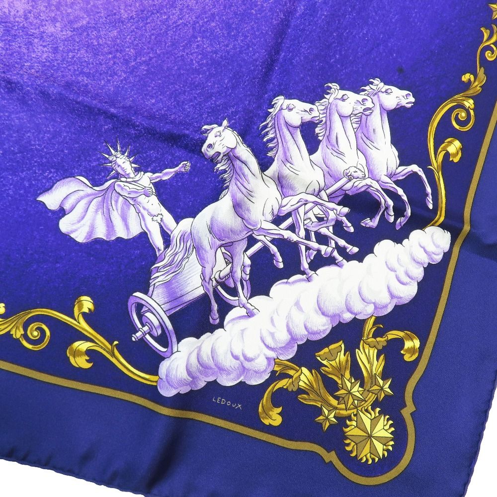 Hermes Cosmos Space View Pegasus Carre 90 Large Scarf Silk Carriage Purple Gold — view 3