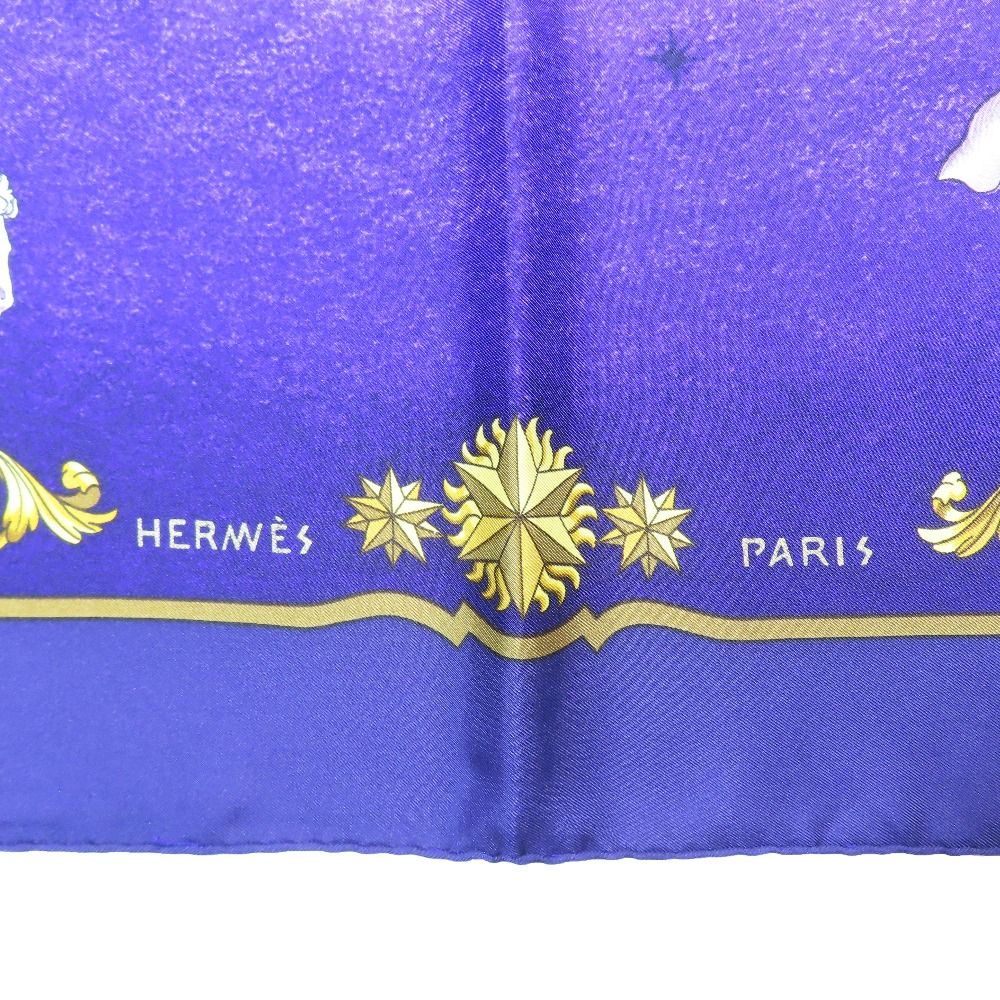 Hermes Cosmos Space View Pegasus Carre 90 Large Scarf Silk Carriage Purple Gold — view 2