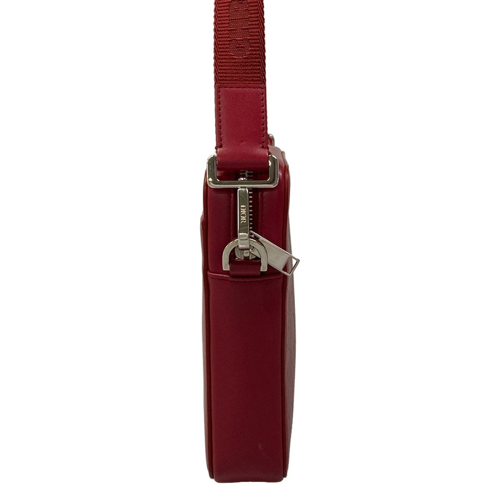 Dior Shoulder Bag Red Light Gray Leather — view 2