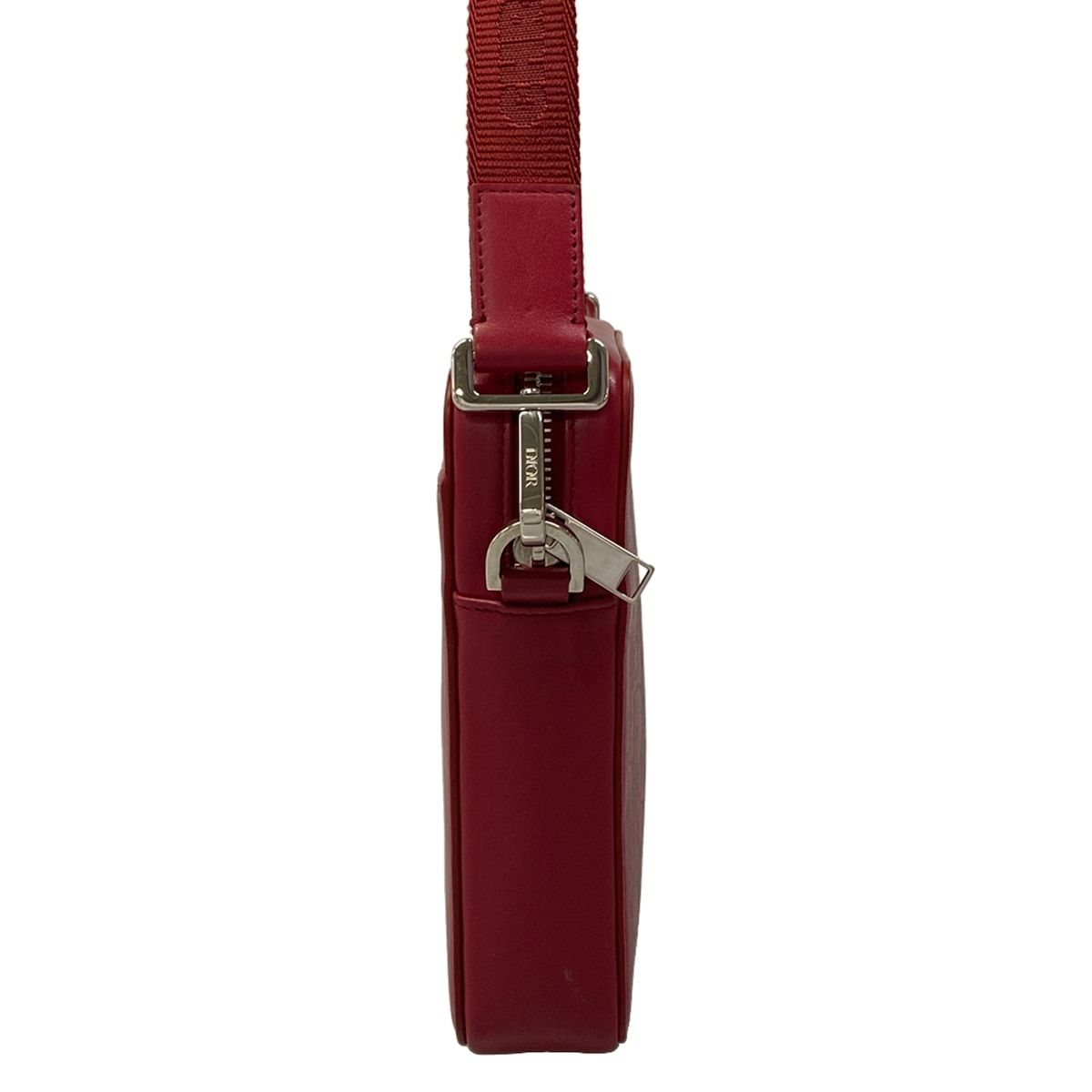 Dior Shoulder Bag Red Light Gray Leather — view 2
