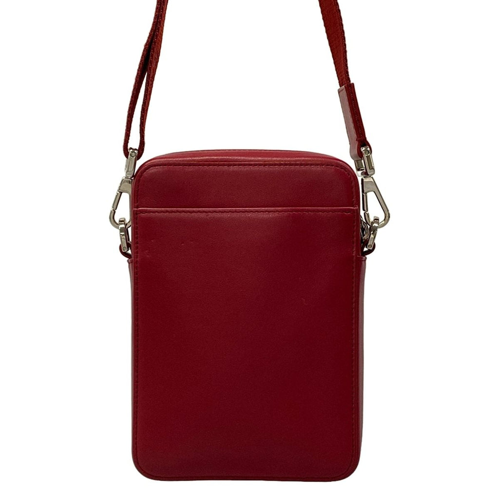 Dior Shoulder Bag Red Light Gray Leather — view 3