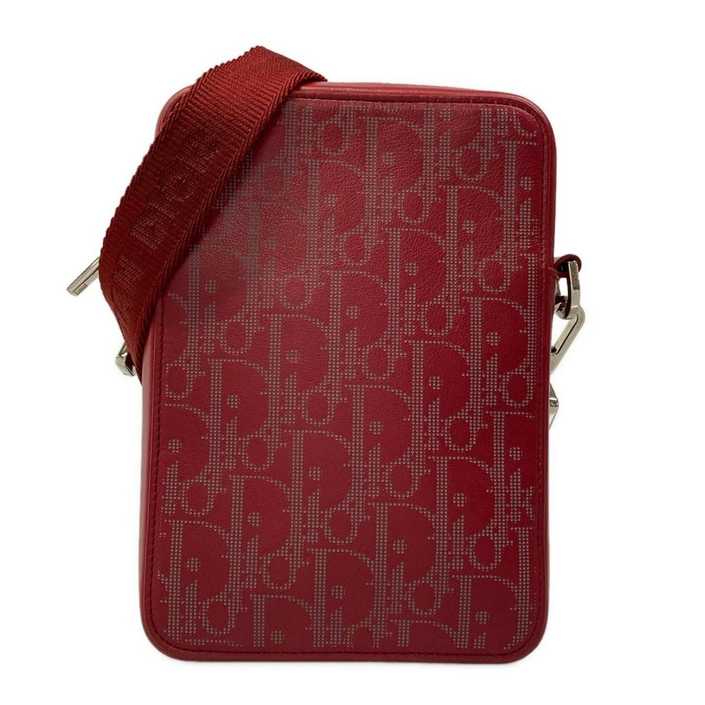 Dior Shoulder Bag Red Light Gray Leather