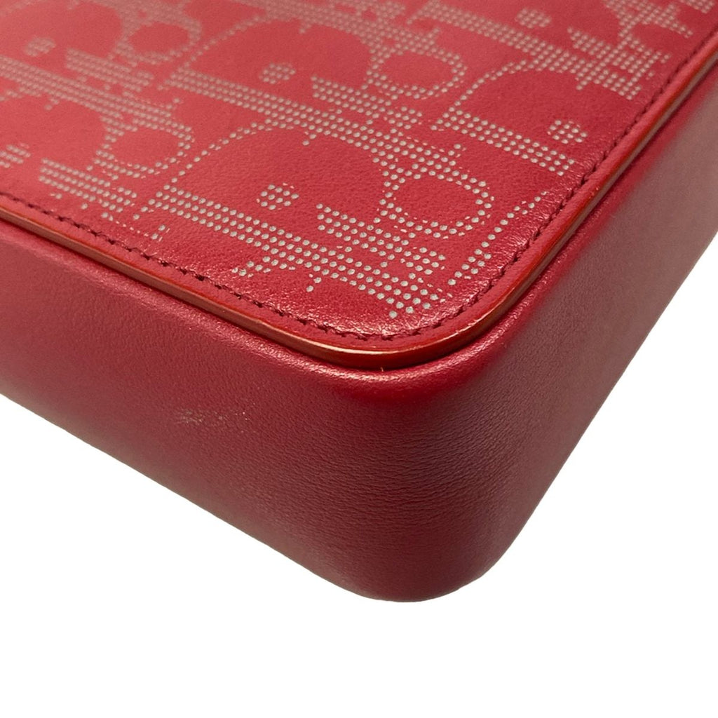 Dior Shoulder Bag Red Light Gray Leather — view 6
