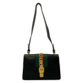 Gucci Shoulder Bag Sylvie Black Green Red Leather