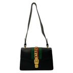 Gucci Shoulder Bag Sylvie Black Green Red Leather