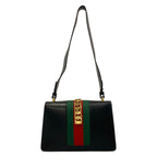 Gucci Shoulder Bag Sylvie Black Green Red Leather — view 3
