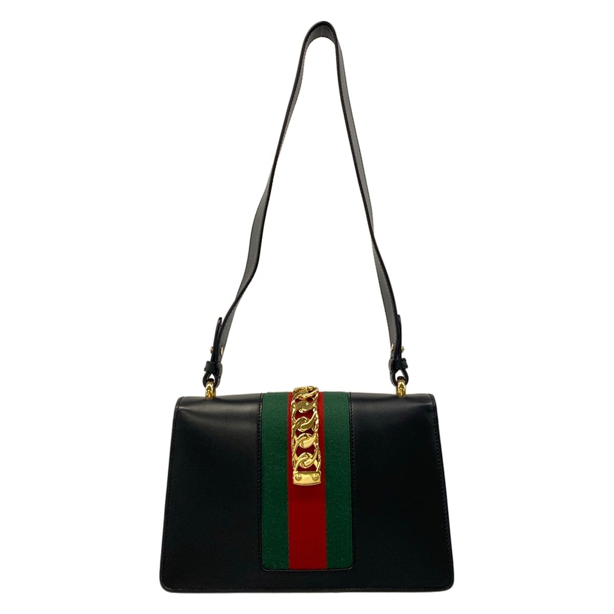 Gucci Shoulder Bag Sylvie Black Green Red Leather — view 3