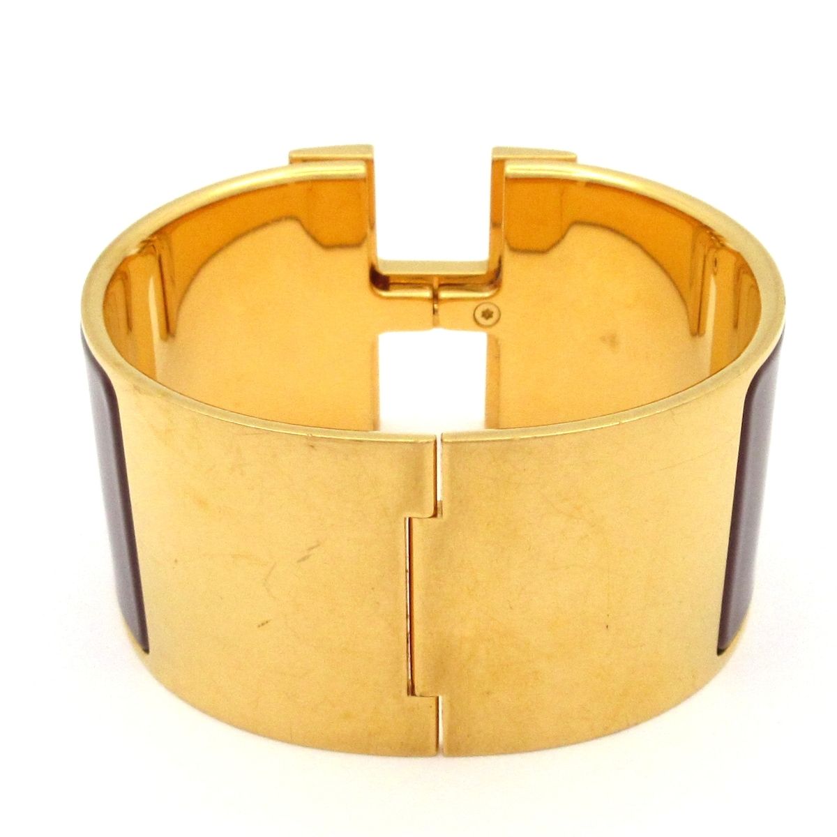 Hermes Bangle Clic Clac TGM Gold Dark Brown Bracelet — view 3