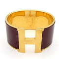 Hermes Bangle Clic Clac TGM Gold Dark Brown Bracelet