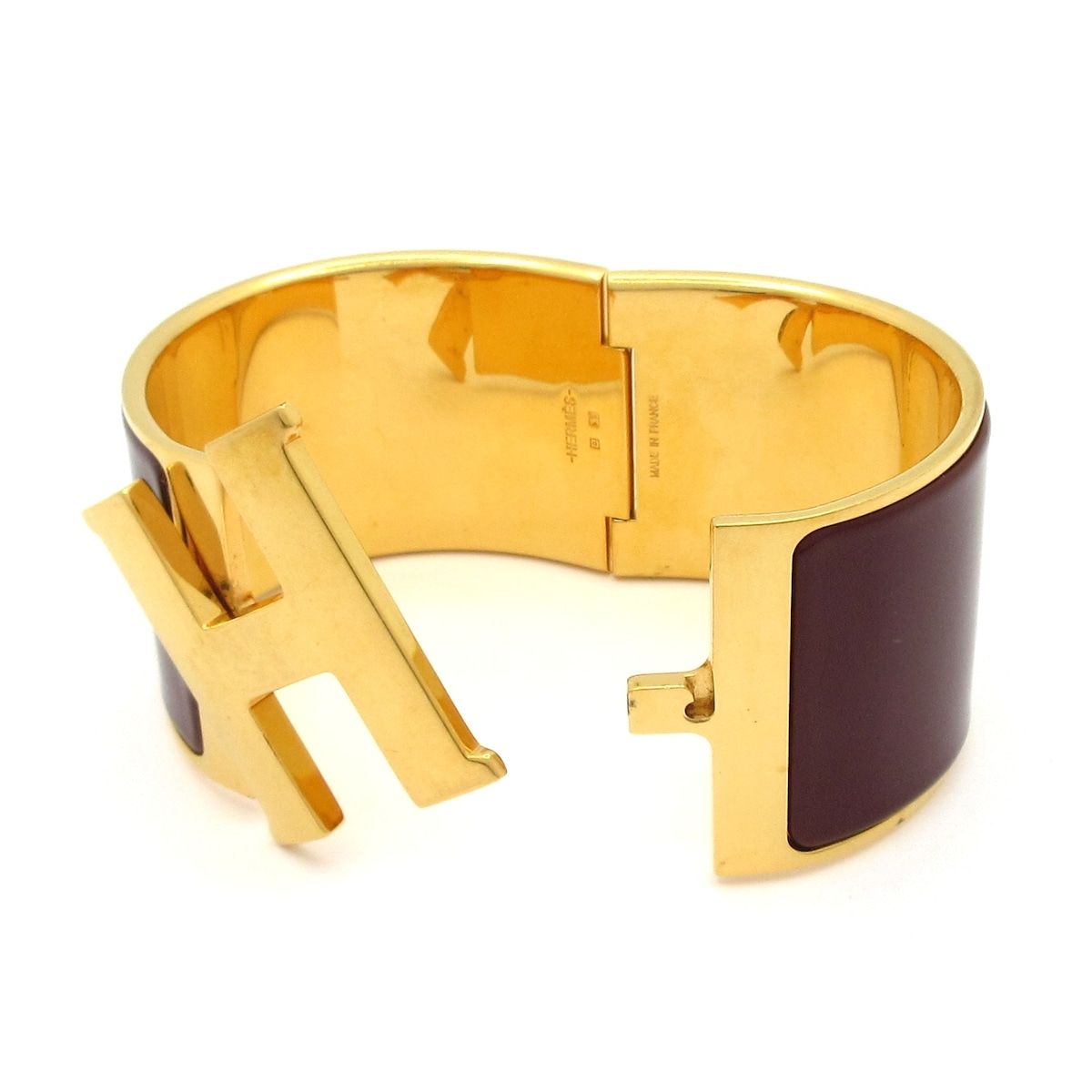Hermes Bangle Clic Clac TGM Gold Dark Brown Bracelet — view 5