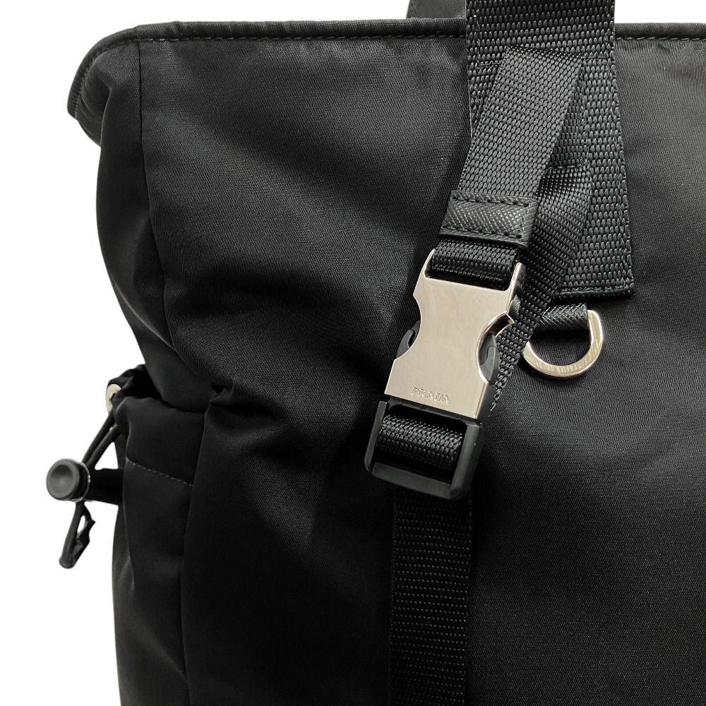 Prada Tessuto Montagn Montaigne Hand Tote Bag Nylon Saffiano Leather Black — view 4