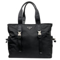 Prada Tessuto Montagn Montaigne Hand Tote Bag Nylon Saffiano Leather Black