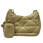 Prada Shoulder Bag Padded Re-Nylon Beige Quilted