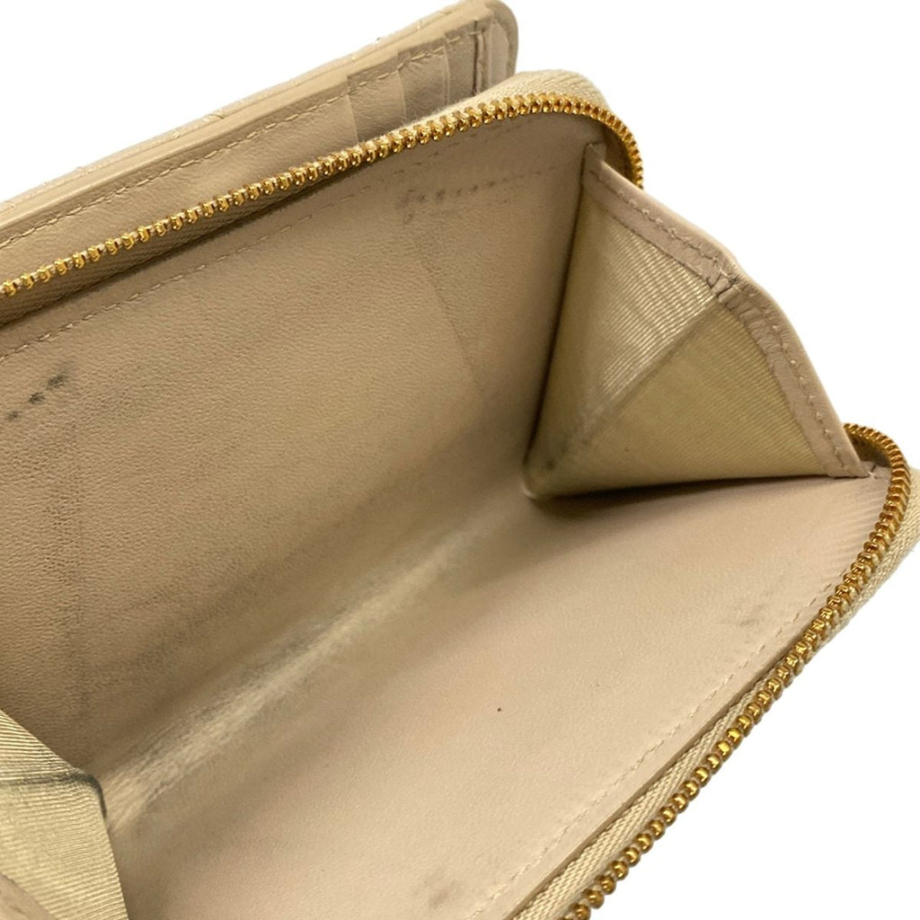 Dior Bifold Wallet Caro Beige Zip Around Pearl Leather — view 4