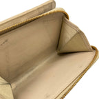 Dior Bifold Wallet Caro Beige Zip Around Pearl Leather — view 4