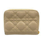 Dior Bifold Wallet Caro Beige Zip Around Pearl Leather — view 2