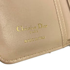 Dior Bifold Wallet Caro Beige Zip Around Pearl Leather — view 5
