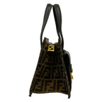 Fendi Handbag Zucca Pattern Black Brown Leather — view 2