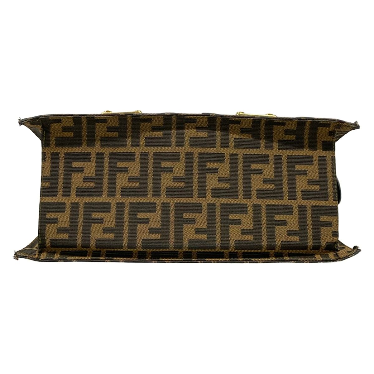 Fendi Handbag Zucca Pattern Black Brown Leather — view 5