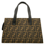 Fendi Handbag Zucca Pattern Black Brown Leather — view 3