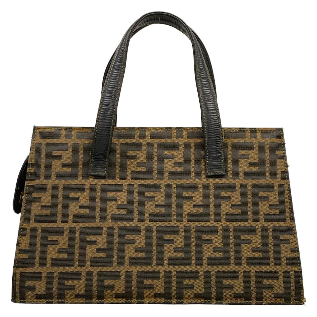 Fendi Handbag Zucca Pattern Black Brown Leather — view 3