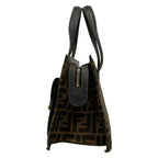 Fendi Handbag Zucca Pattern Black Brown Leather — view 4