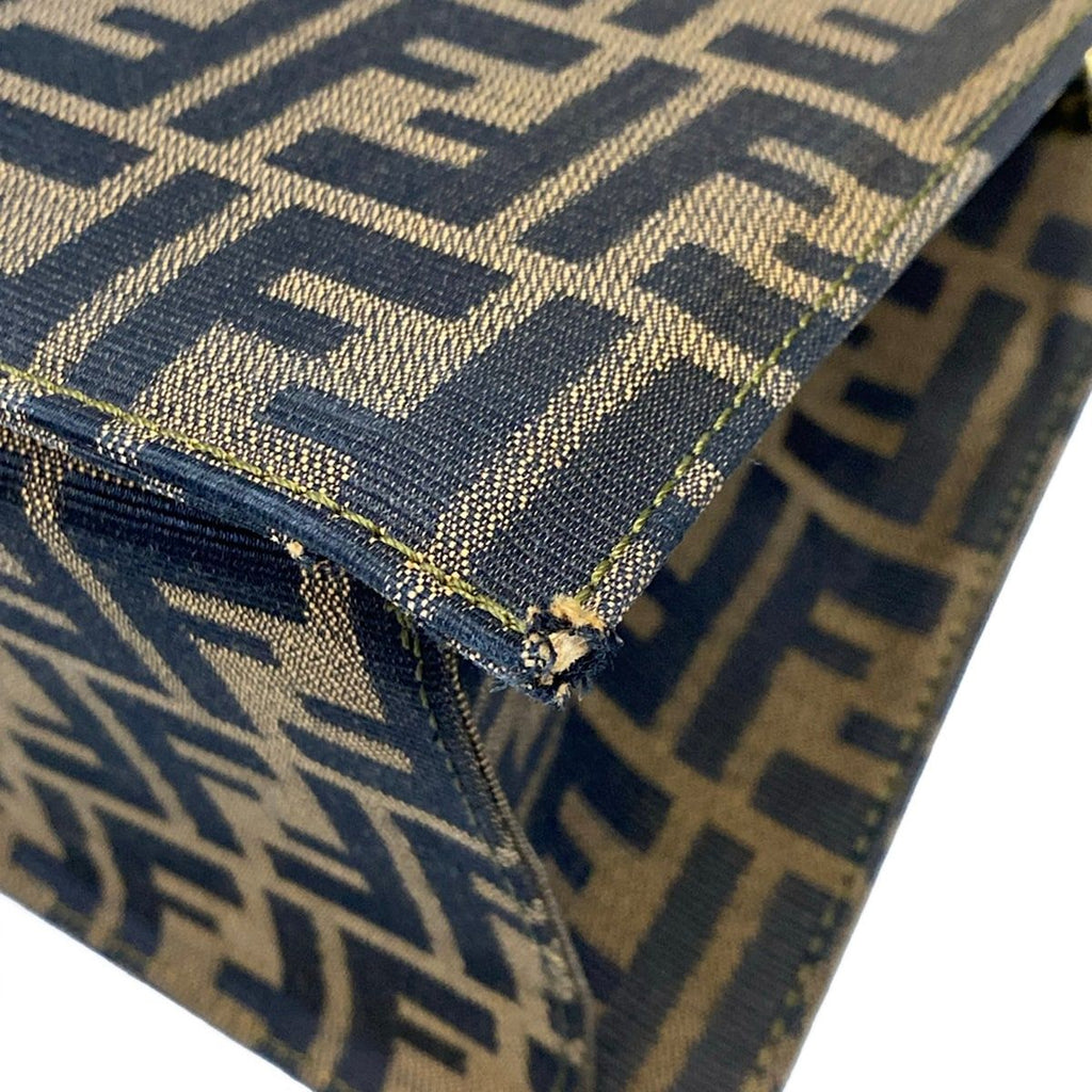 Fendi Handbag Zucca Pattern Black Brown Leather — view 6