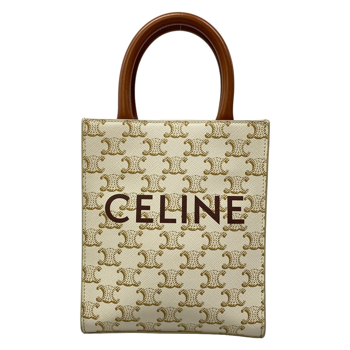 Celine Tote Bag Mini Vertical Cabas Brown Ivory