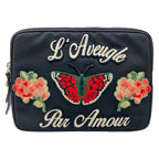 Gucci Clutch Embroidery Black Green Multi