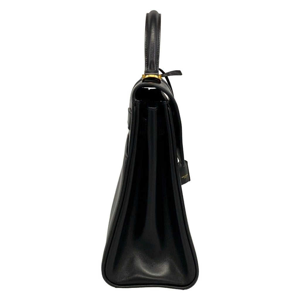 Saint Laurent Paris Handbag Fermoir Top Handle Bag Black Leather — view 2