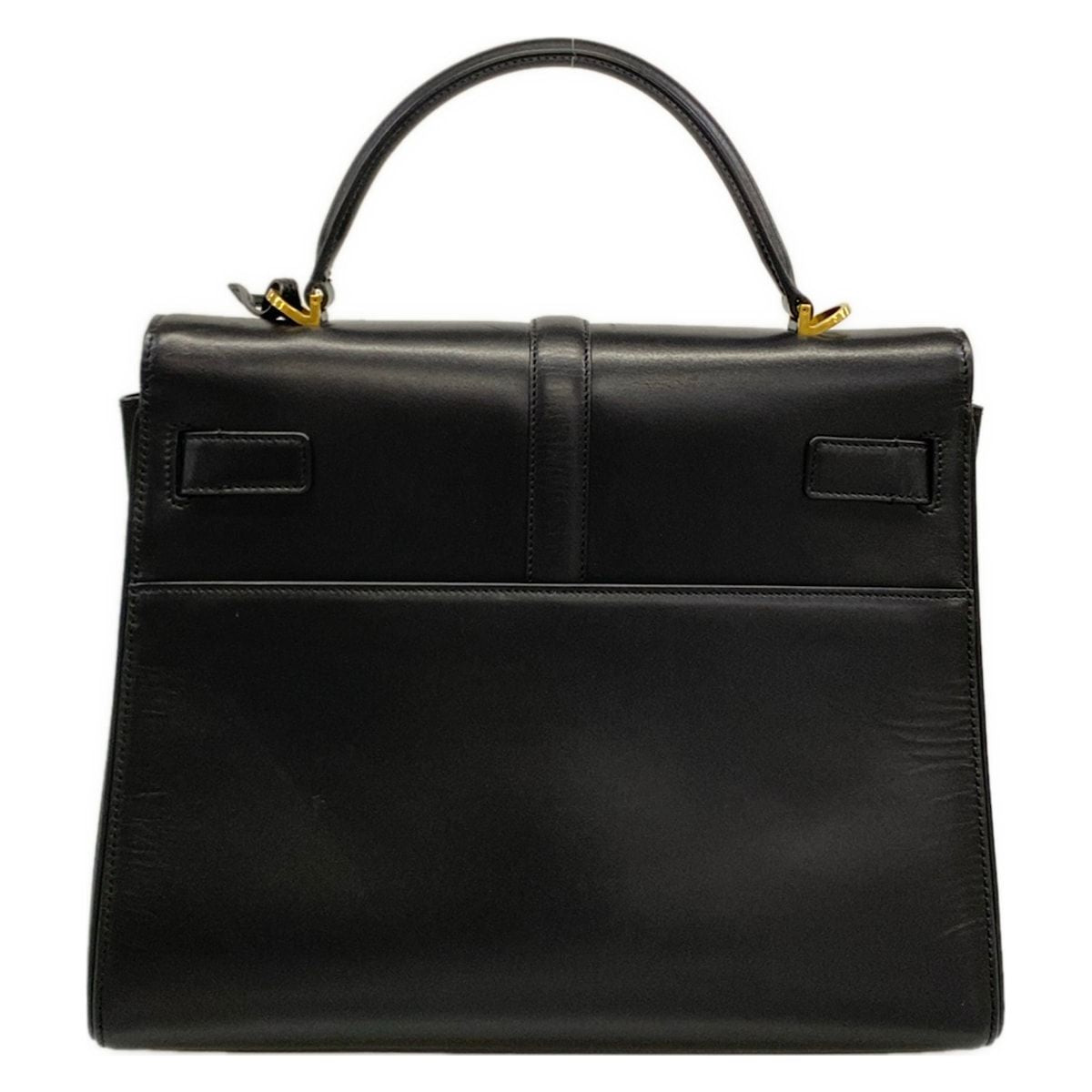 Saint Laurent Paris Handbag Fermoir Top Handle Bag Black Leather — view 3