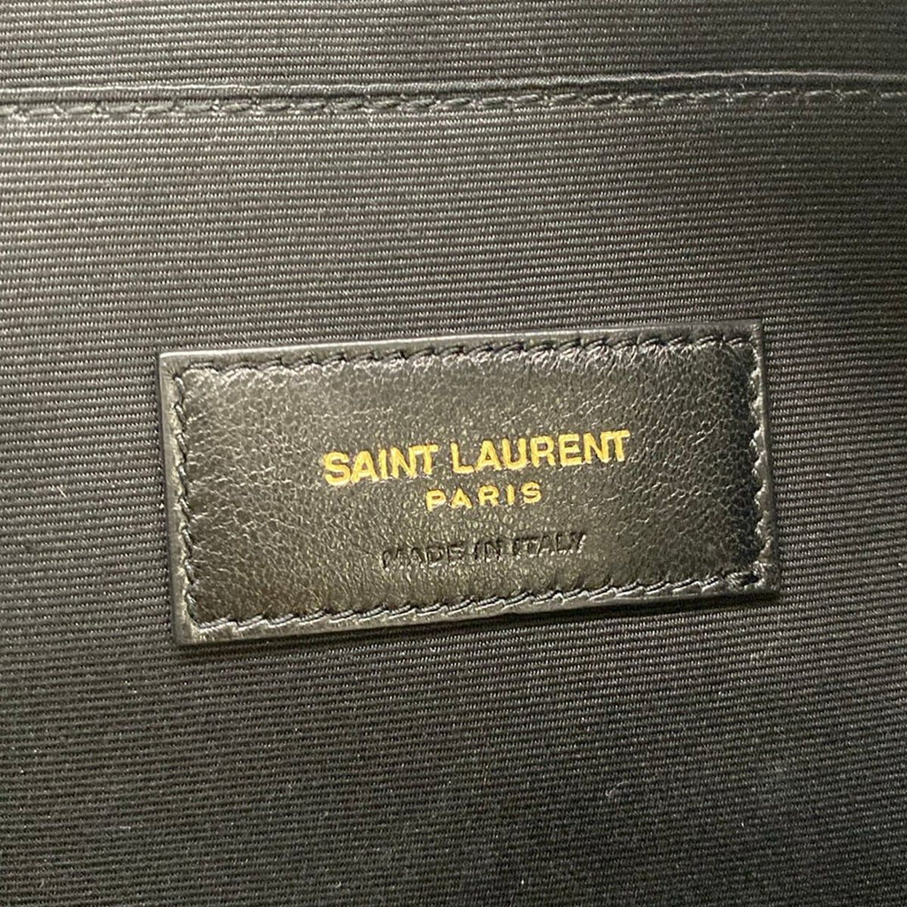 Saint Laurent Paris Pouch Embroidered Black Gold Wool Leather — view 5