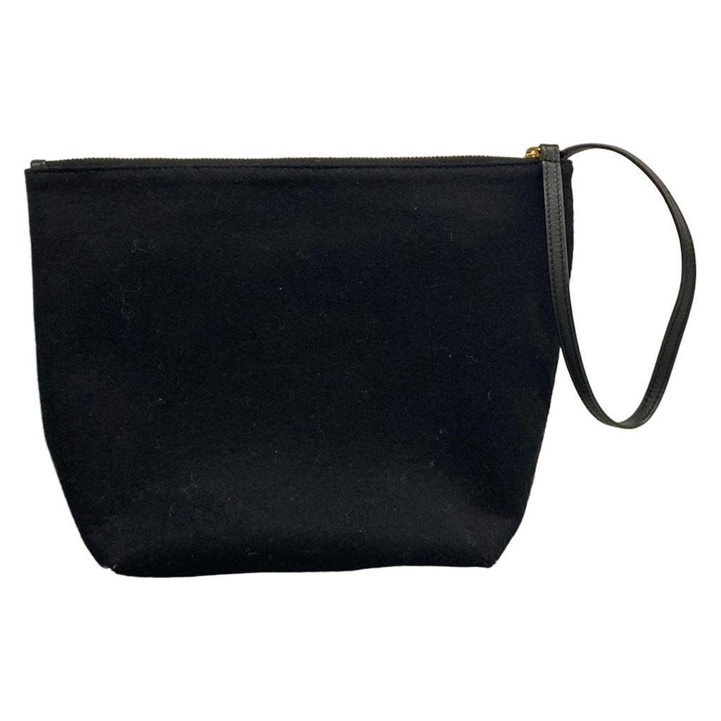 Saint Laurent Paris Pouch Embroidered Black Gold Wool Leather — view 2
