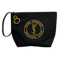 Saint Laurent Paris Pouch Embroidered Black Gold Wool Leather