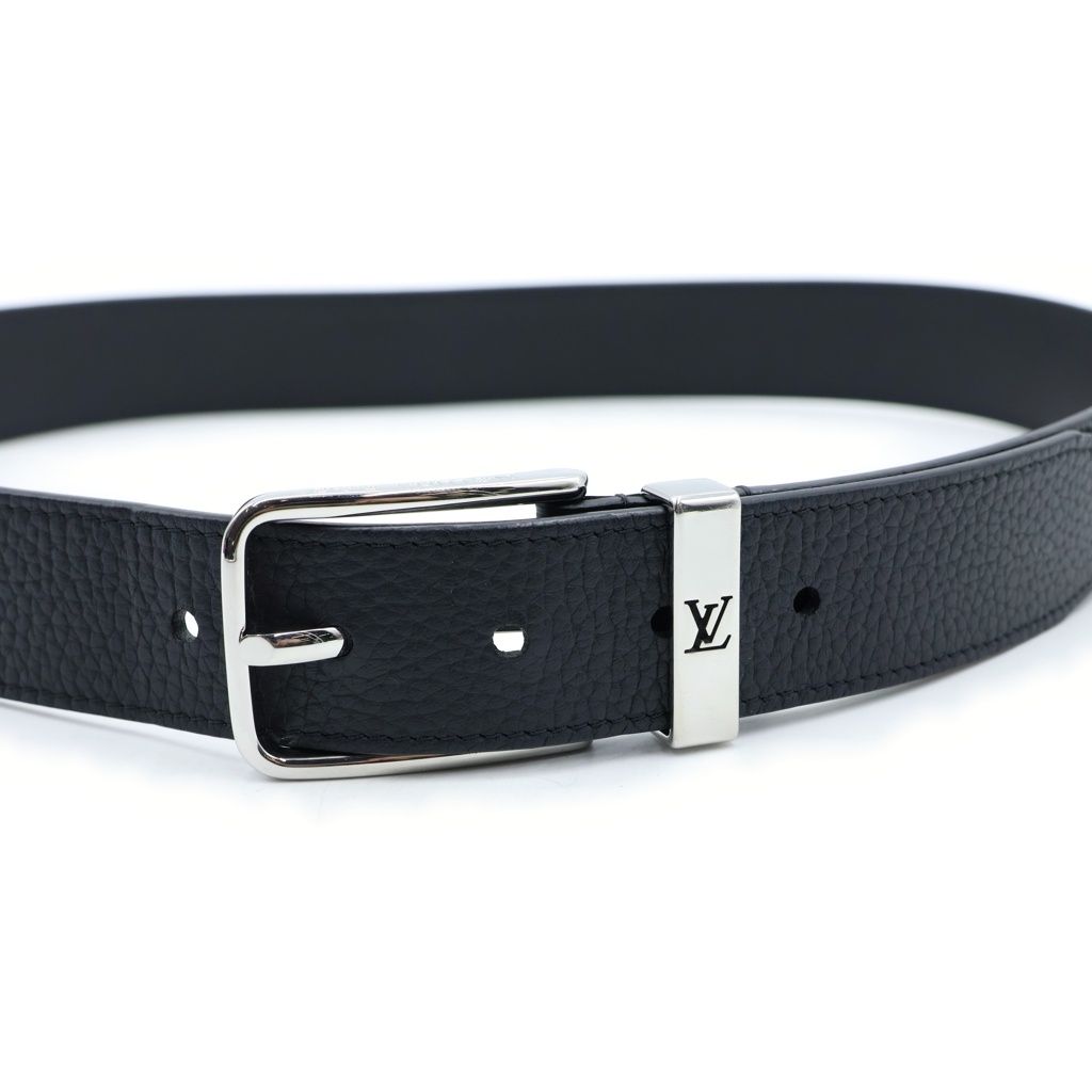Louis Vuitton Belt Pont Neuf LV Logo Buckle Taurillon Leather Black — view 4